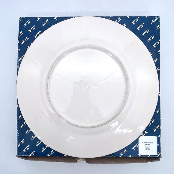 Fitz & Floyd Vintage 1991 Ceramic Plaid Serving Tray Round 13" Bloomers Check - Picture 4 of 12